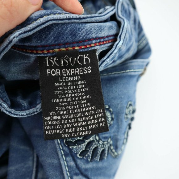 ReRock For Express Blue Denim Womens Size 6 Regular Low Rise Legging - Picture 4 of 12